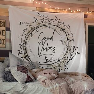 Good Vibes Floral Wreath Mandala Tapestry